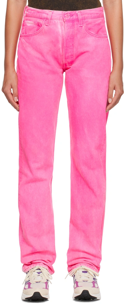 Shop Notsonormal Pink High Jeans In Neon Rosa