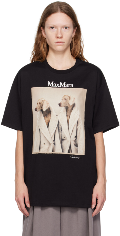 Shop Max Mara Black Tacco T-shirt In 011 Black