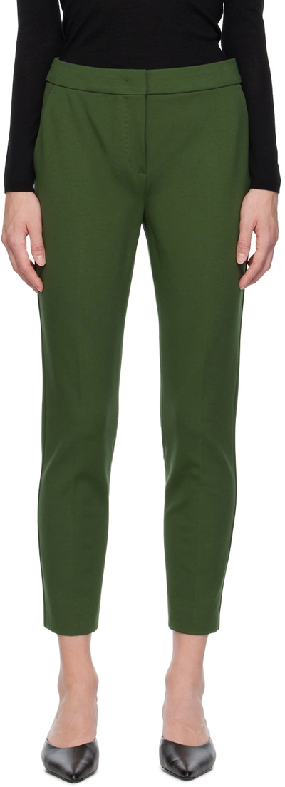 Shop Max Mara Green Pegno Trousers In 012 Moss Green
