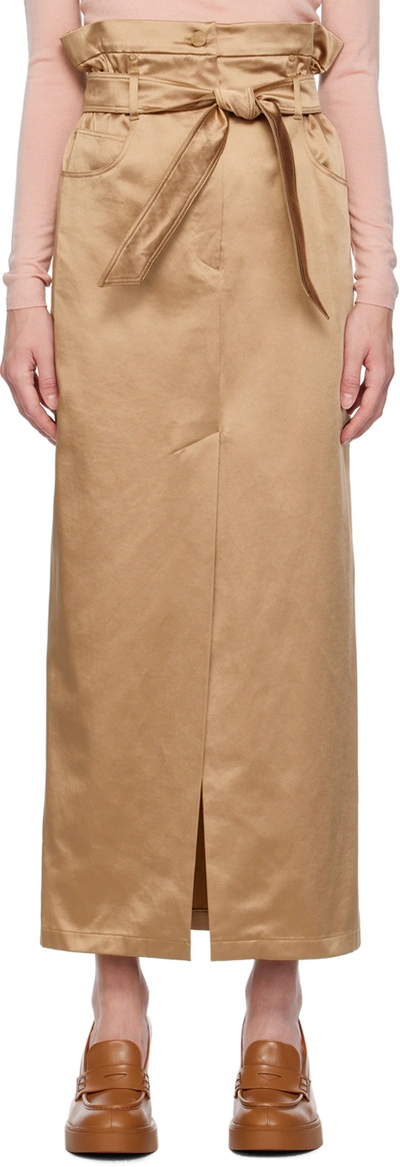 Shop Max Mara Tan Alcade Maxi Skirt In 003 Camel