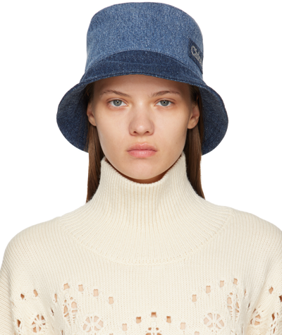 Shop Chloé Blue Romy Bucket Hat In 4za Multicolor Blue