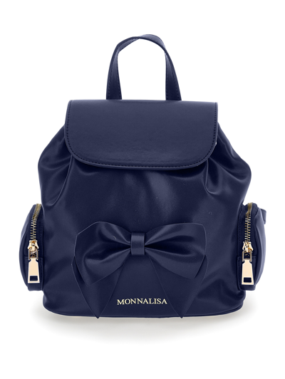 Shop Monnalisa Regenerated Leather Backpack In Dark Blue