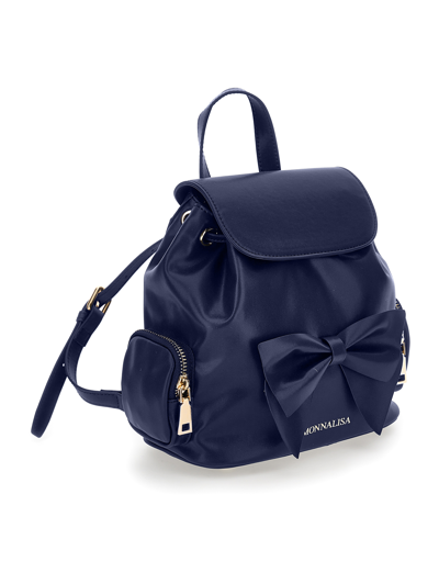 Shop Monnalisa Regenerated Leather Backpack In Dark Blue