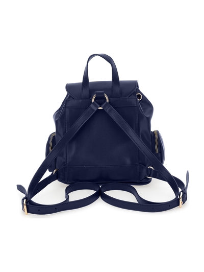 Shop Monnalisa Regenerated Leather Backpack In Dark Blue