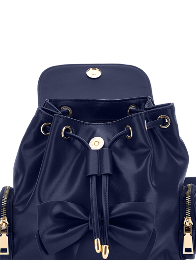 Shop Monnalisa Regenerated Leather Backpack In Dark Blue