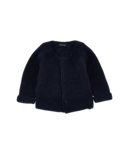 Monnalisa Knitted Cardigan In Dark Blue
