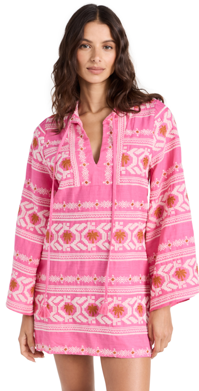 Shop Johanna Ortiz Apurimac Mini Tunic Dress Tropic Pink/ecru