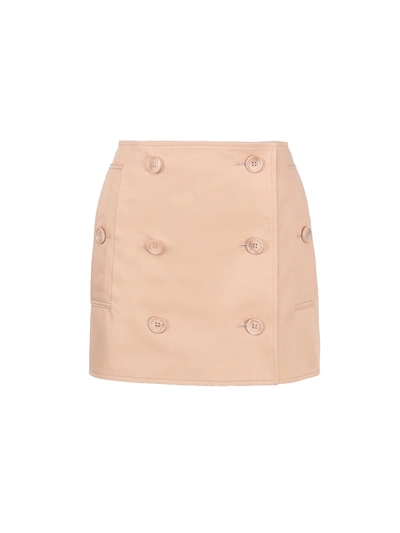 Shop Burberry Cotton Gabardine Trench Miniskirt In Pale Nude