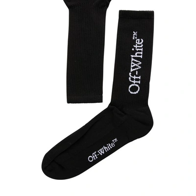 Shop Off-white Big Logo Bksh Mid Calf Socks In Black_white