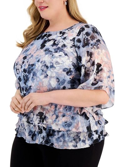 Shop Alex Evenings Plus Womens Special Occasion Floral Blouse In Multi