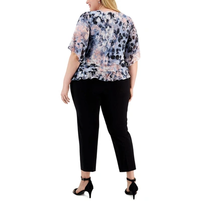 Shop Alex Evenings Plus Womens Special Occasion Floral Blouse In Multi