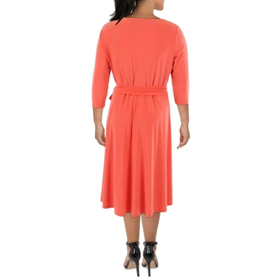 Shop Lauren Ralph Lauren Womens Scuba Midi Shift Dress In Orange