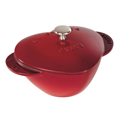 Shop Staub Cast Iron 1.75-qt Heart Cocotte - Cherry In Red