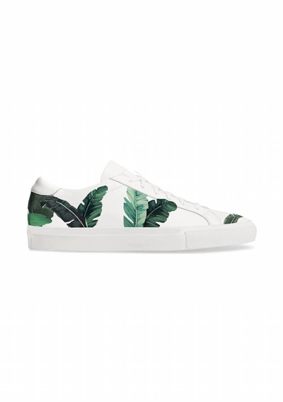 Shop Alepel Women's Green Palm Sneakers In White In Multi