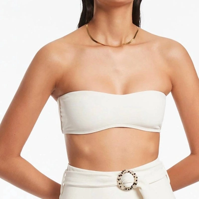 Shop Jets Isla Rib Bandeau Bikini Top In Cream In White
