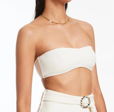 Shop Jets Isla Rib Bandeau Bikini Top In Cream In White