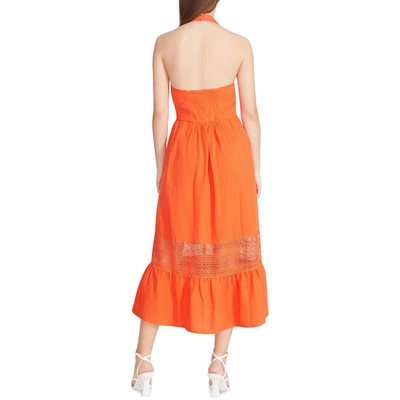 Shop Betsey Johnson Womens Halter Crochet Trim Maxi Dress In Orange