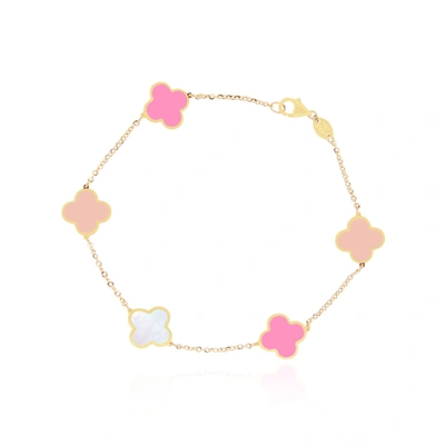 Shop The Lovery Small Pink Mixed Clover Bracelet
