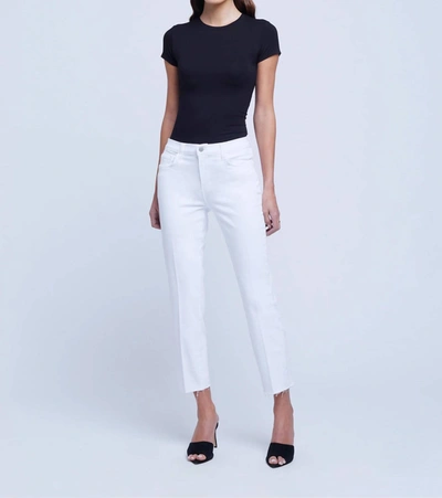 Shop L Agence Sada High Rise Crop Slim Jean In Blanc In White