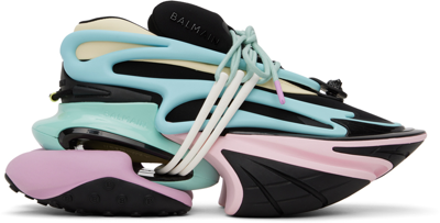 Shop Balmain Black & Multicolor Unicorn Sneakers In Eah Noir/multico