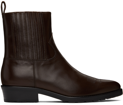 Shop Toga Virilis Ssense Exclusive Brown Hard Leather Chelsea Boots In Dark Brown