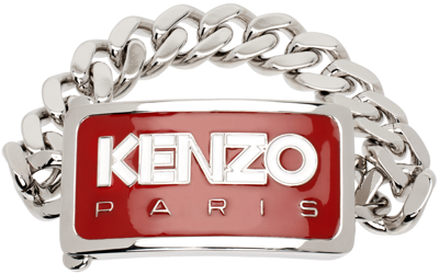 Shop Kenzo Silver & Red  Paris Bracelet In 21 - Medium Red