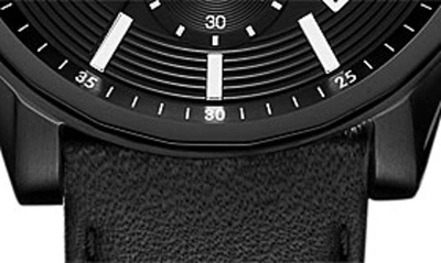 Armani Exchange Chronograph Leather Strap Watch In Black