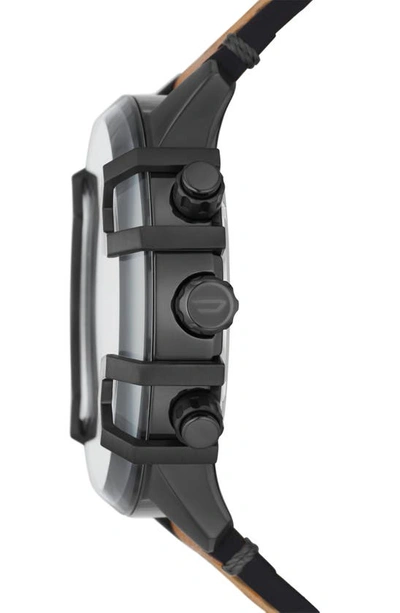 Shop Diesel Griffed Chronograph Quartz Leather Strap Watch, 48mm In Gunmetal