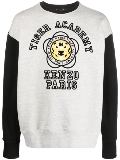 Shop Kenzo Logo-print Cotton Sweatshirt In Grey