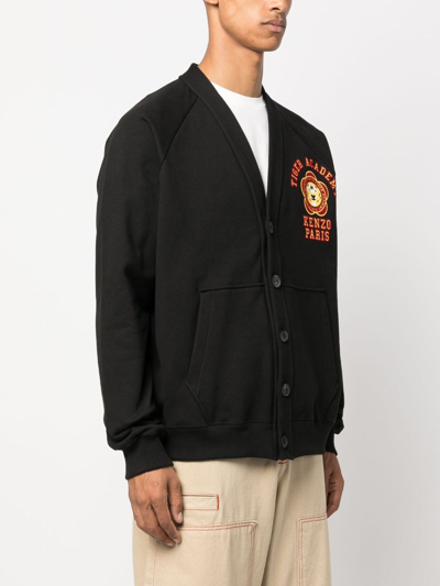 Shop Kenzo Logo-embroidered Cotton Jacket In Black
