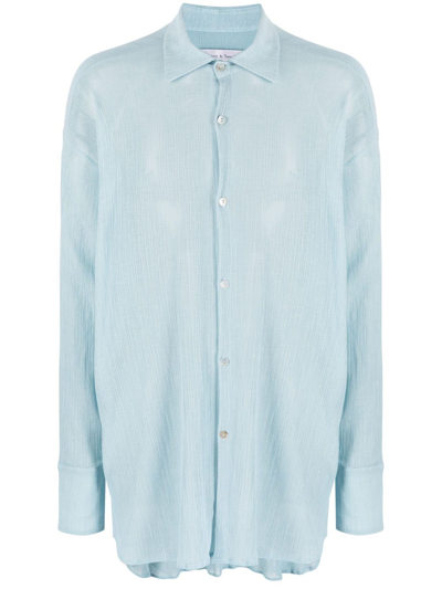 Shop Ludovic De Saint Sernin Long-sleeve Semi-sheer Shirt In Blue