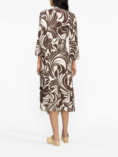 Shop La Doublej Camerino Watermarble-print Maxi Dress In Brown