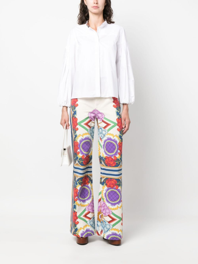 Shop La Doublej Liberty-print Flared Jeans In Neutrals