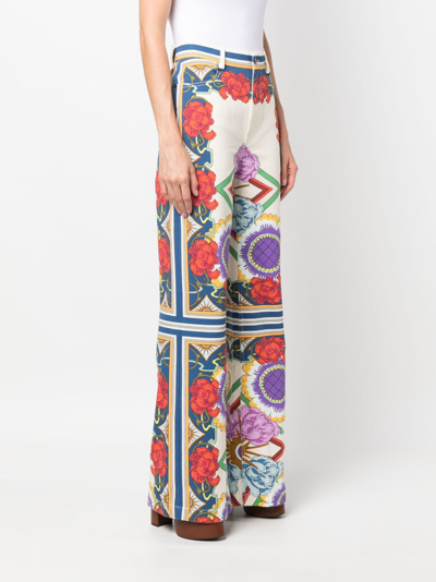 La Doublej Liberty-print Flared Jeans In Neutrals