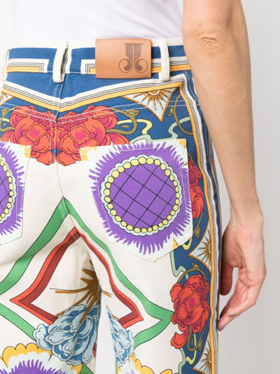 La Doublej Liberty-print Flared Jeans In Neutrals