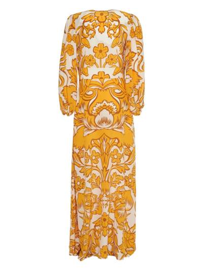 Shop La Doublej Graphic-print Long-sleeve Dress In Yellow