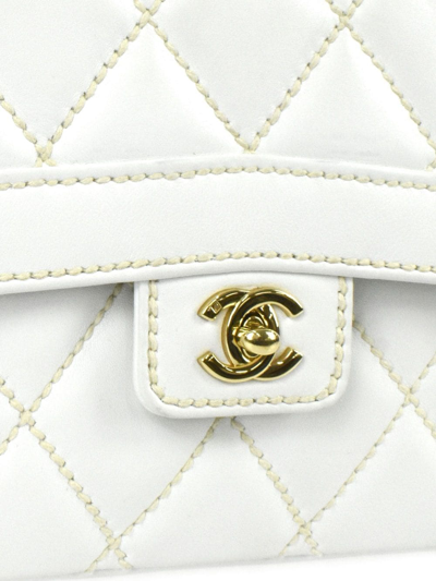Pre-owned Chanel 2005 Wild Stitch Classic Flap Handbag In White