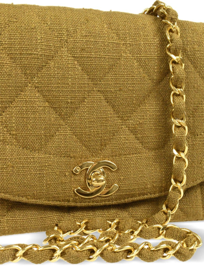 Pre-owned Chanel 1992 Small Diana Shoulder Bag In Yellow