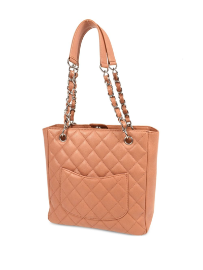 Pre-owned Chanel 2008 Petite Shopping Tote Bag In Orange