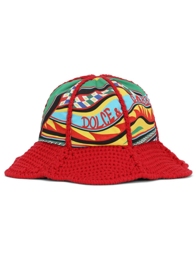 Shop Dolce & Gabbana Logo-print Bucket Hat In Red