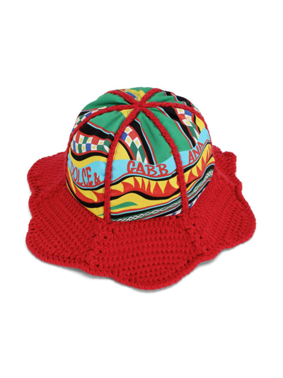 Shop Dolce & Gabbana Logo-print Bucket Hat In Red