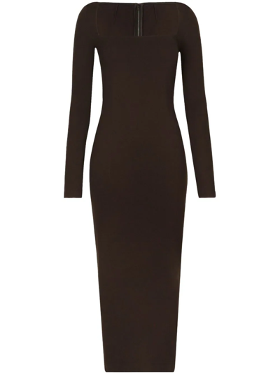 Shop Dolce & Gabbana Midi Dress In Brown