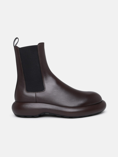 Shop Jil Sander Brown Leather Ankle Boots