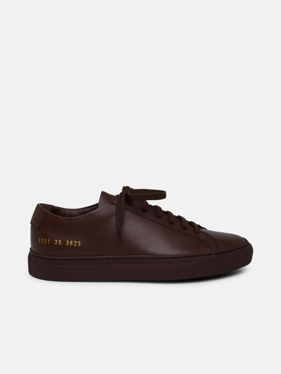 Shop Common Projects Achilles Brown Leather Sneakers