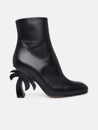 Shop Palm Angels Black Leather Ankle Boots