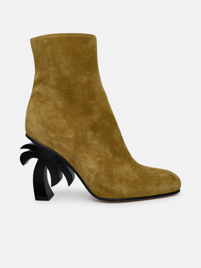 Shop Palm Angels Beige Suede Ankle Boots In Brown