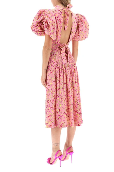 Shop Rotate Birger Christensen Rotate Jacquard Dress With Puffy Sleeves In Pink
