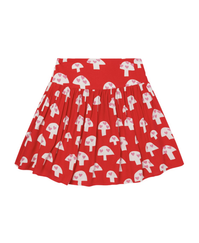 Shop Stella Mccartney Girls Mushroom Print Skirt In Rosso/bianco