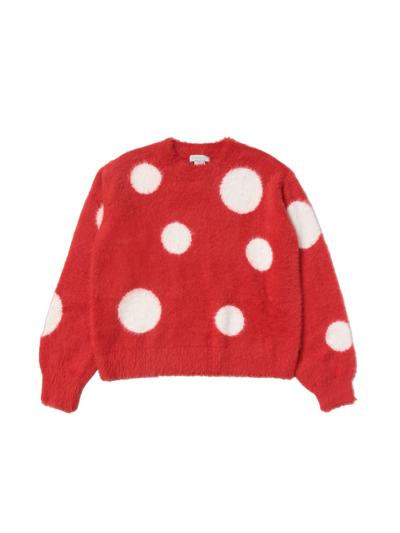 Shop Stella Mccartney Girls Polka Dots Intarsia Jumper In Rosso