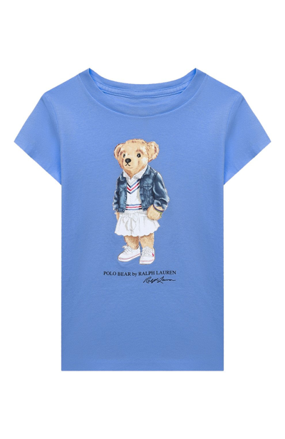 Shop Polo Ralph Lauren Girls Polo Bear Cotton Jersey T-shirt In Hrb Is Blu